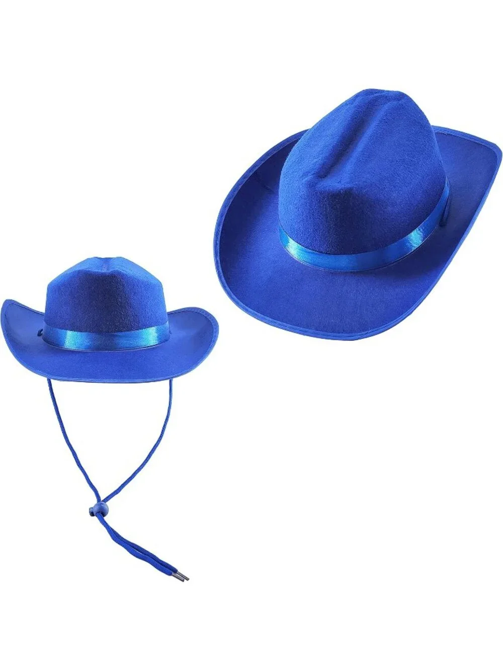 Kids Blue Fabric Felt Costume Strap Western Cowboy Hat 22 Circumference
